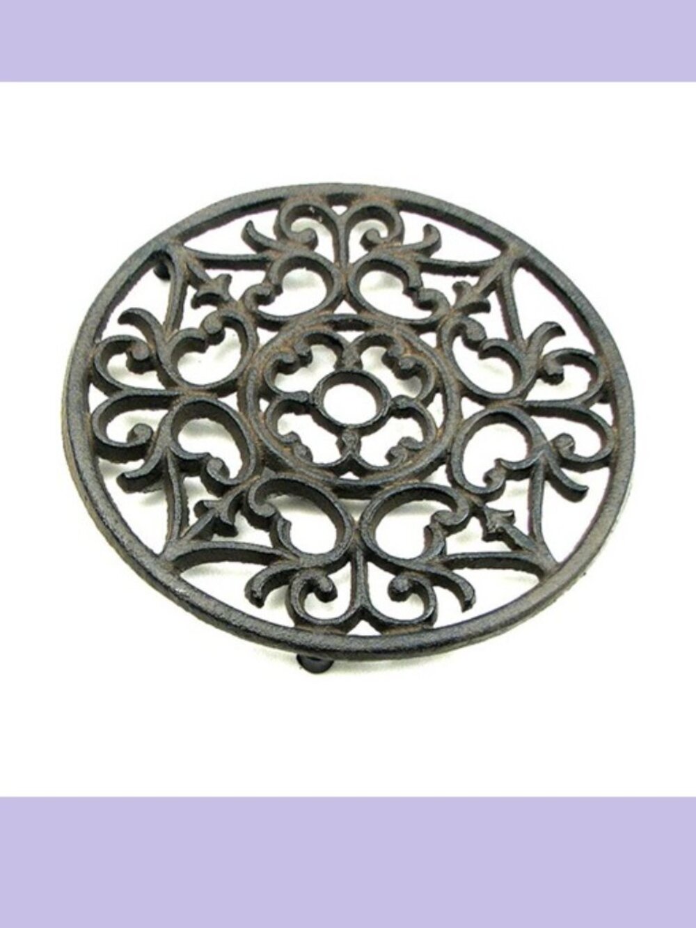 Decorative Round Cast Iron Trivet Ornate 7 3/8" Round Home Decor 0164